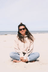 Half-Zip Hoodie Damen Rügen sueded fawn