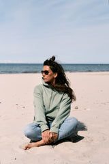 Half-Zip Hoodie Damen Rügen bamboo green