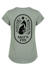 Damen T-Shirt Stone Sage mit Fuchs Rückenprint