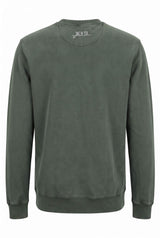 Unisex Bio Pullover Schildkröte in Stone Washed Green – Rückansicht