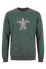 Unisex Bio Pullover Schildkröte in Stone Washed Green – Vorderansicht