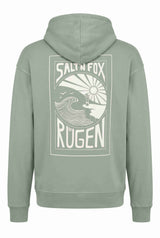 Unisex Hoodie in Stone Washed Sage mit großem Rügen-Rückenprint